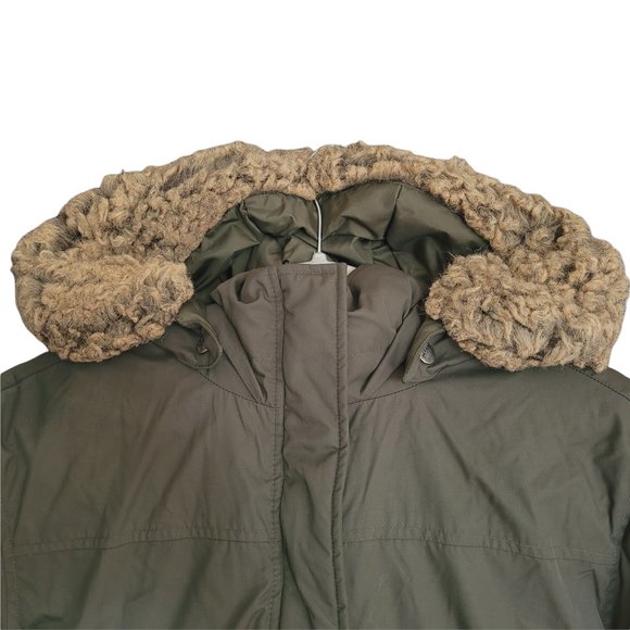 Columbia Army Green Down Feather Winter Removable Hood Puffer Jacket Sz. M - Picture 4 of 11